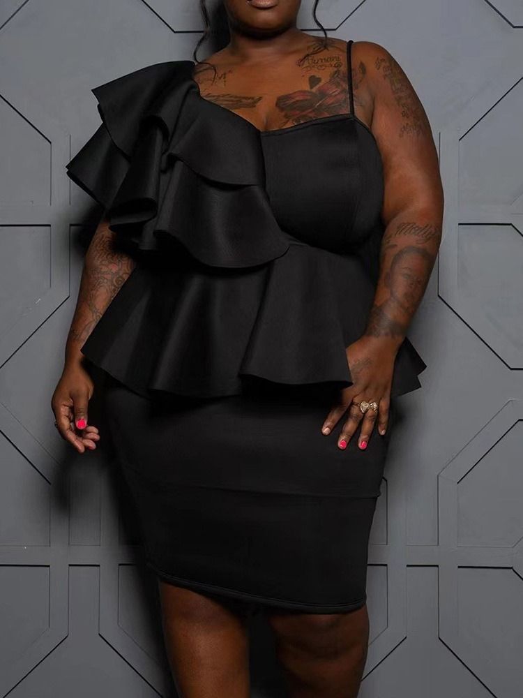 Kortärmad Asymmetrisk Knälång Bodycon Modeklänning