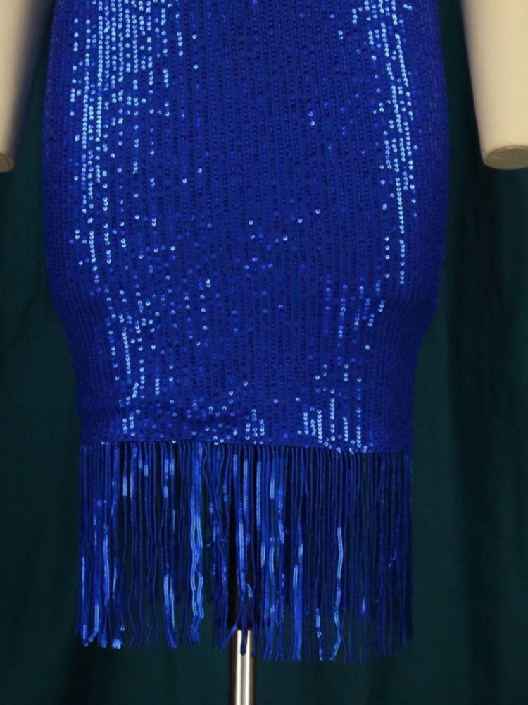 Kortärmad Knälånga Paljetter Bodycon High Waist Bodycon Klänning
