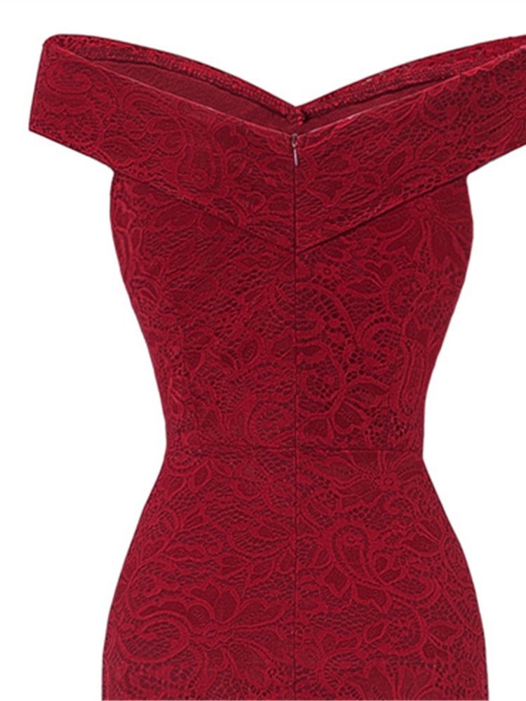 Kortärmad Off Shoulder Mid-Calf Western Klänning Med Hög Midja