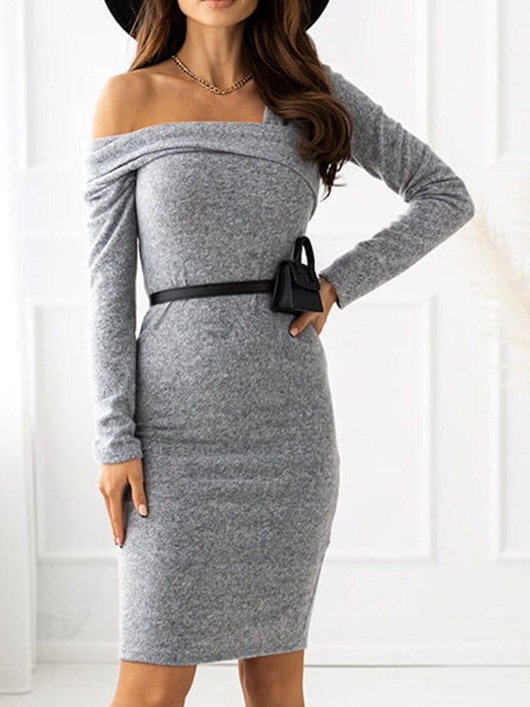 Långärmad Above Knee Bodycon Vårklänning
