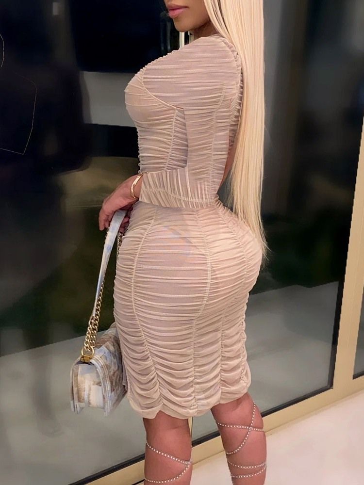 Långärmad Above Knee Split Date Night Going Out Bodycon Klänning