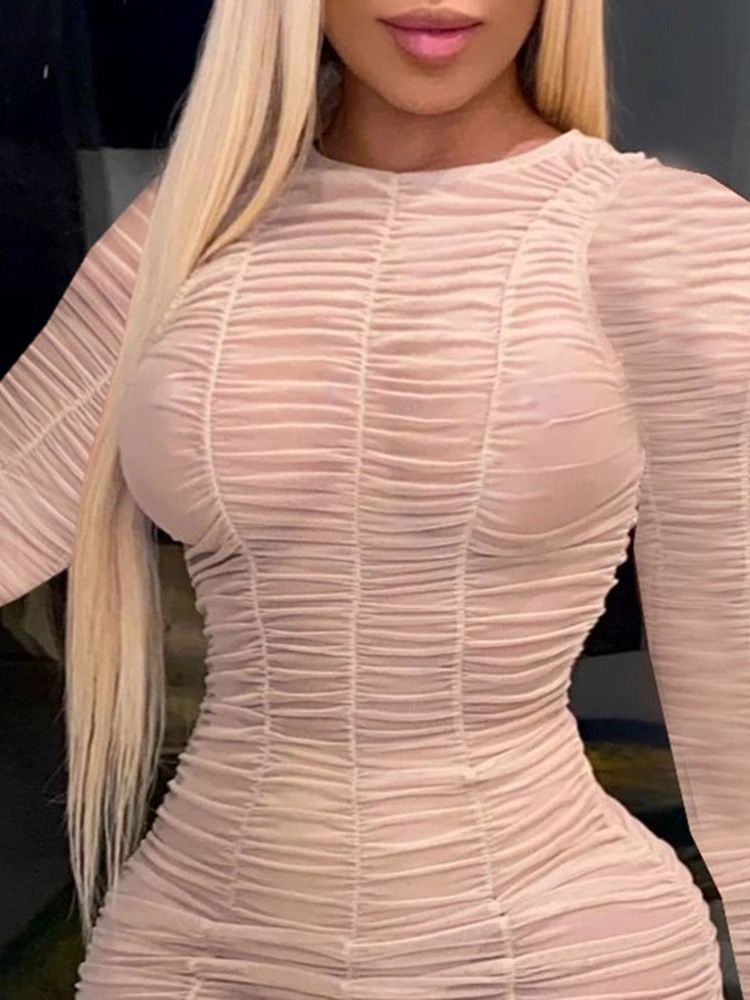 Långärmad Above Knee Split Date Night Going Out Bodycon Klänning