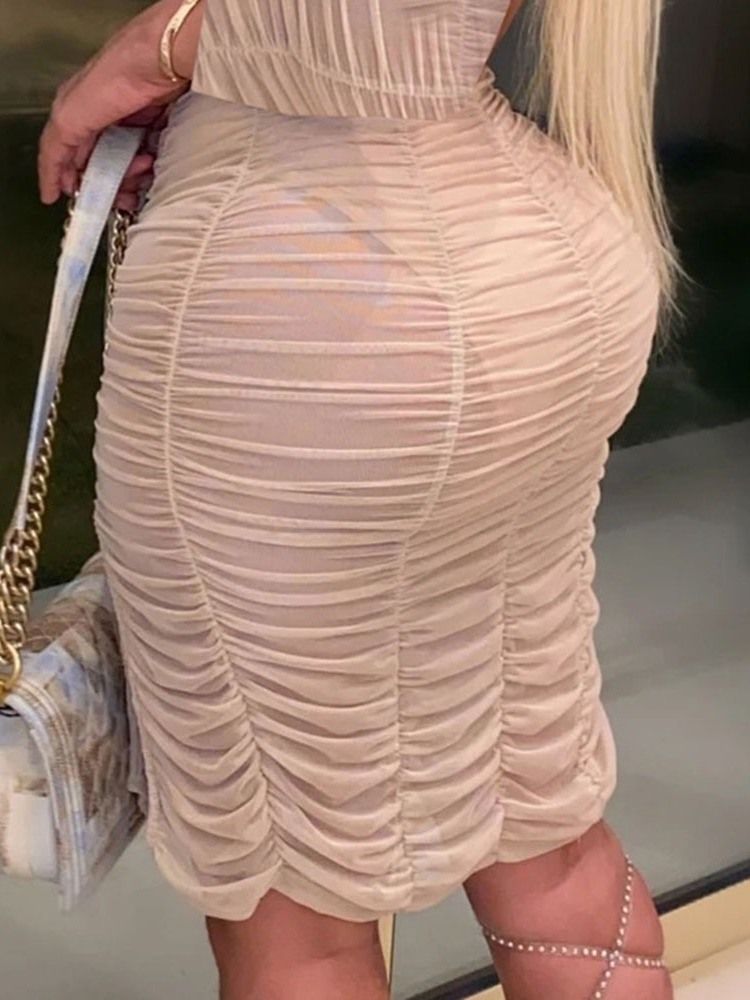 Långärmad Above Knee Split Date Night Going Out Bodycon Klänning