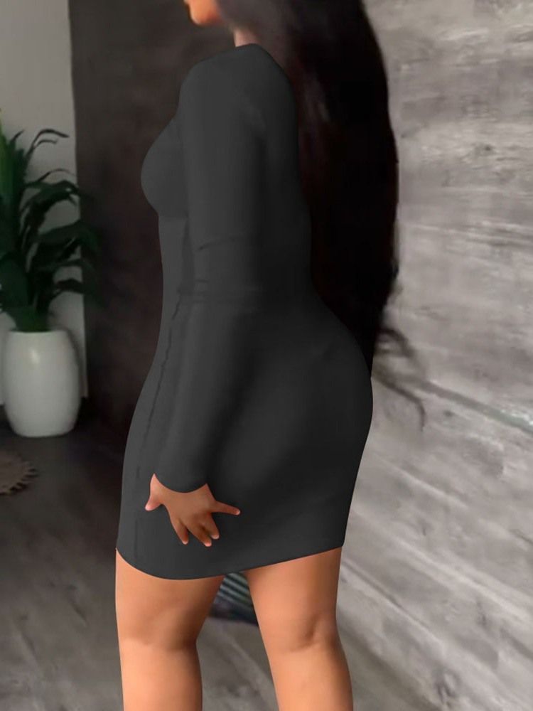 Långärmad Above Knee Tassel Fall Bodycon Klänning