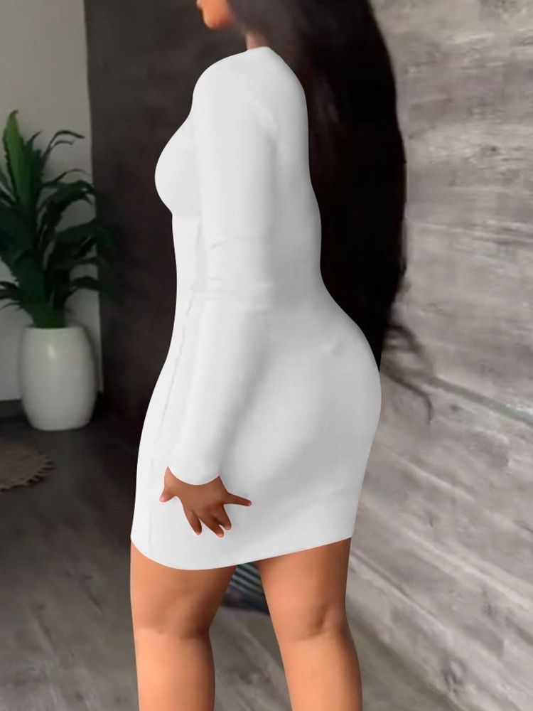 Långärmad Above Knee Tassel Fall Bodycon Klänning