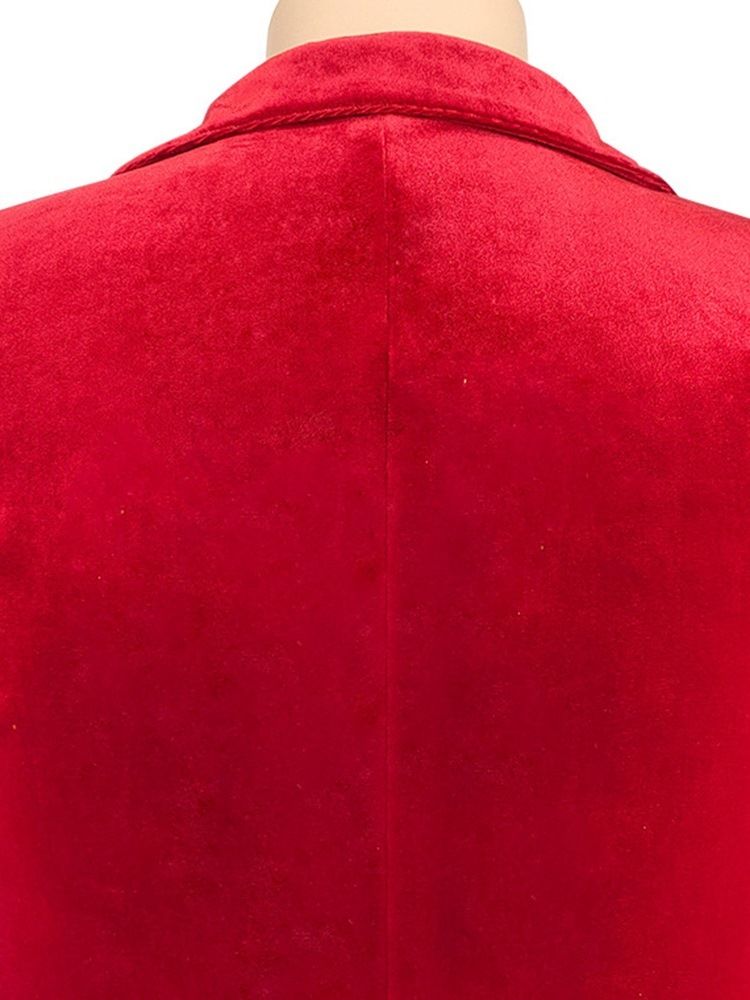 Långärmad Lapel Patchwork Plain Bodycon Klänning