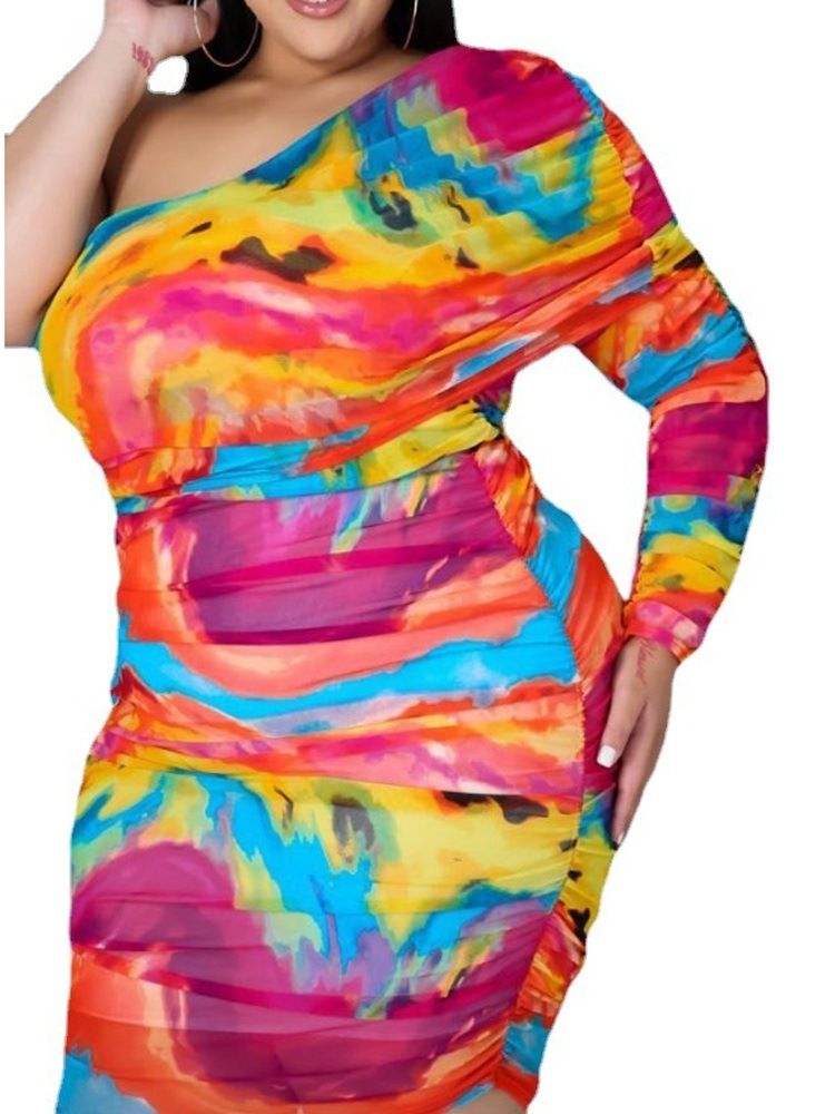 Långärmad Ovanför Knä Rundhals Sexig Bodycon Klänning