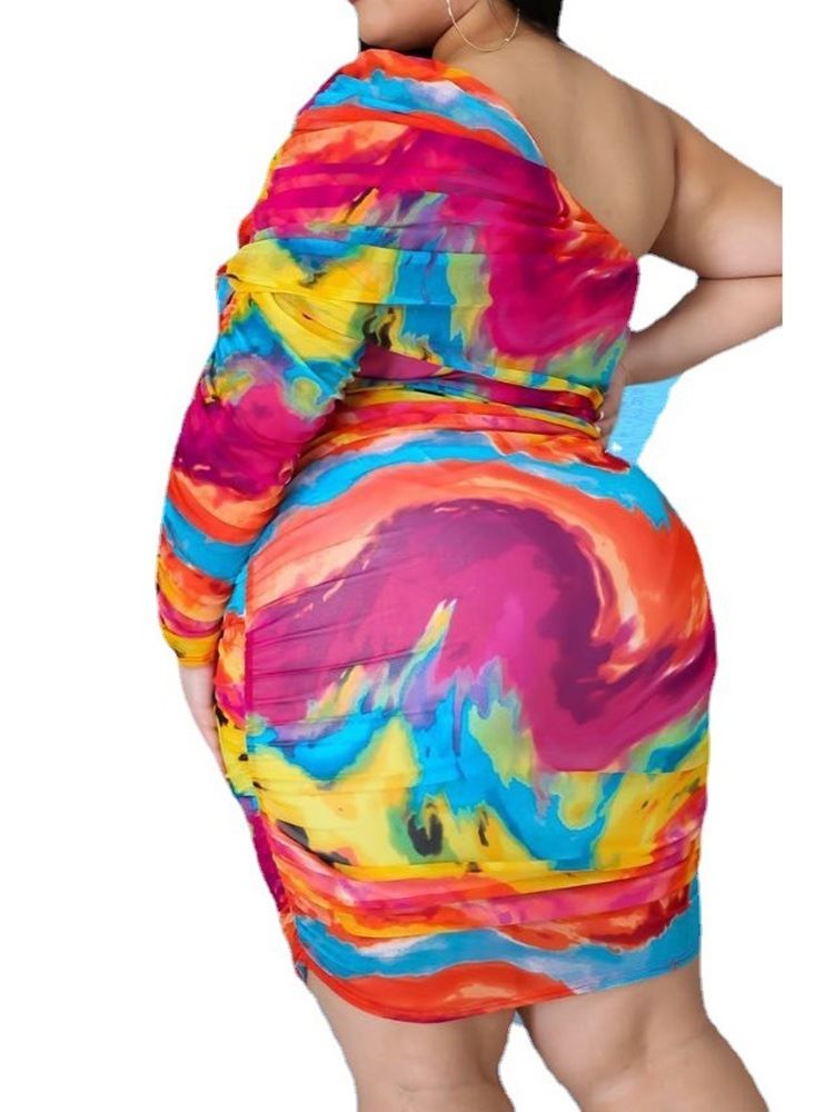 Långärmad Ovanför Knä Rundhals Sexig Bodycon Klänning