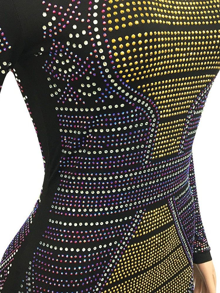 Långärmad Rund Hals Ovanför Knä Pullover Winter Bodycon Klänning
