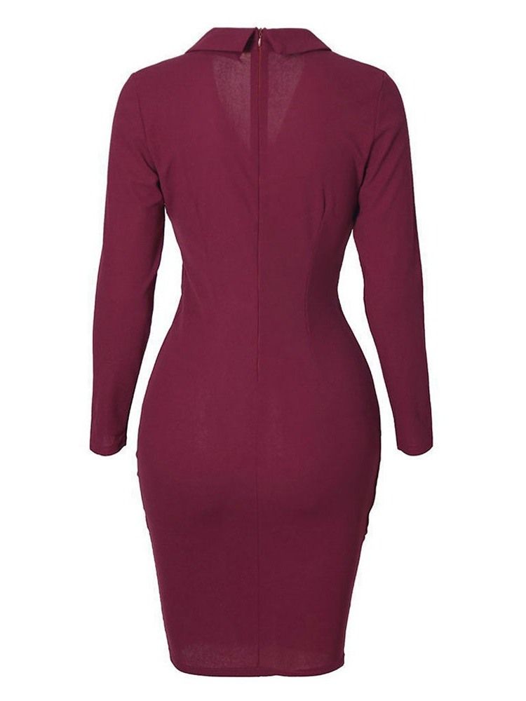 Lapel Asymmetrisk Above Knee Vanlig Enkelknäppt Klänning