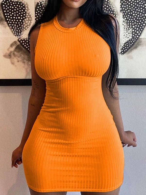 Liten Svart Klänning Ovanför Knä Ärmlös Slät Sexig Bodyconklänning