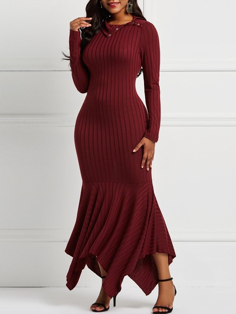Mermaid Långärmad Tröja Enfärgade Eleganta Tröjaklänningar