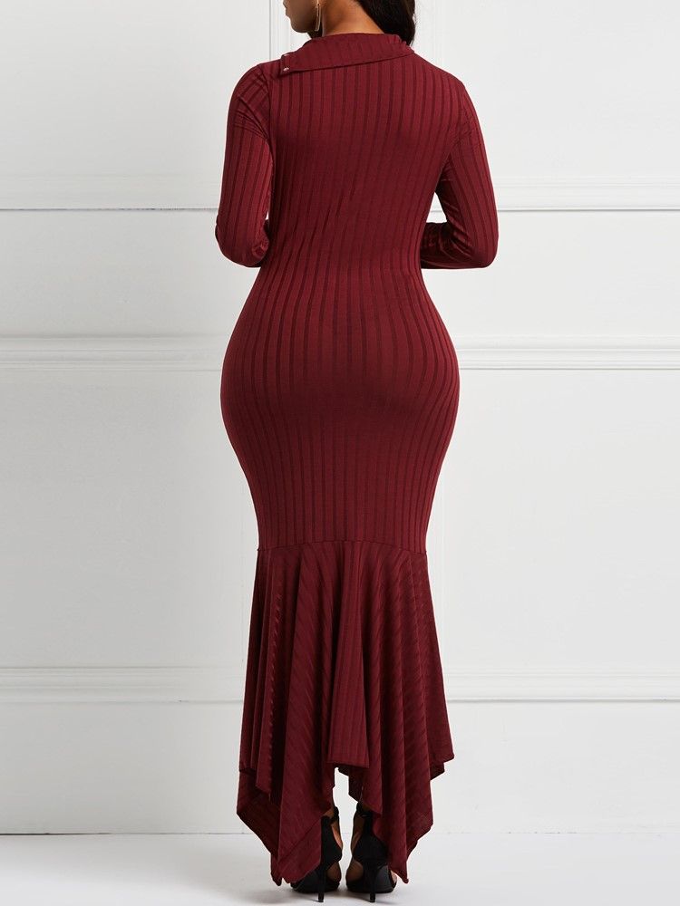 Mermaid Långärmad Tröja Enfärgade Eleganta Tröjaklänningar