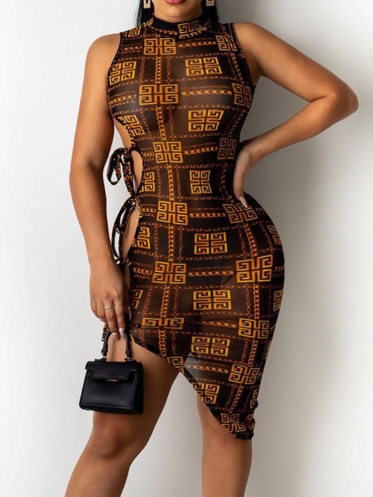 Mid-Kalv Kortärmad Asymmetrisk Tröja Ladylike Bodycon Klänning
