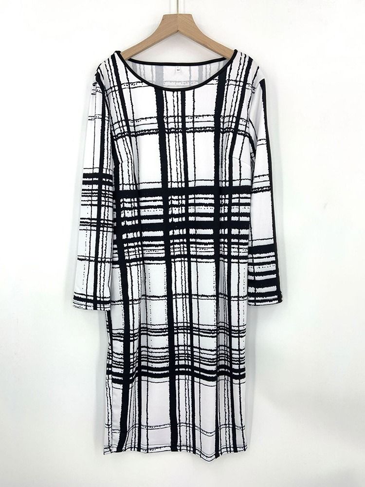 Mid-Kalv Långärmad Rund Hals Mode Bodycon Klänning