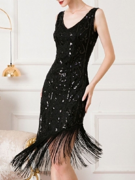 Mid-Kalv V-Hals Asymmetrisk Hög Midja Sommar Bodycon Klänning
