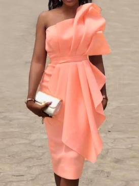 Mid-Kalvveckad Ärmlös Off-The-Shoulder Cocktailklänning