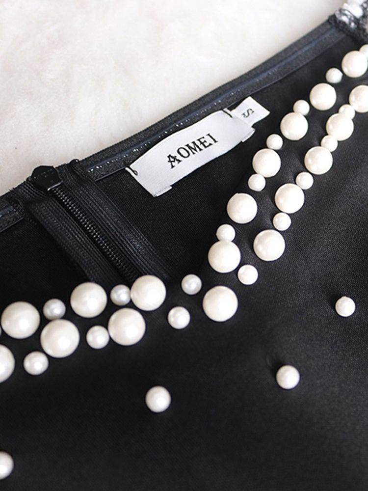 Nine Points Ärm Ankellång V-Hals Bodycon Pullover Klänning
