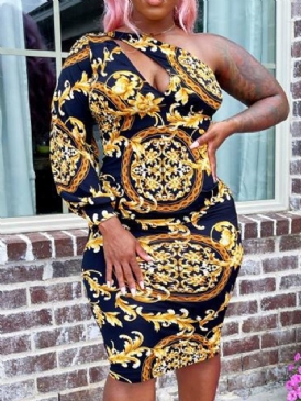 Nine Points Sleeve Hollow Knälång Bodycon Klänning