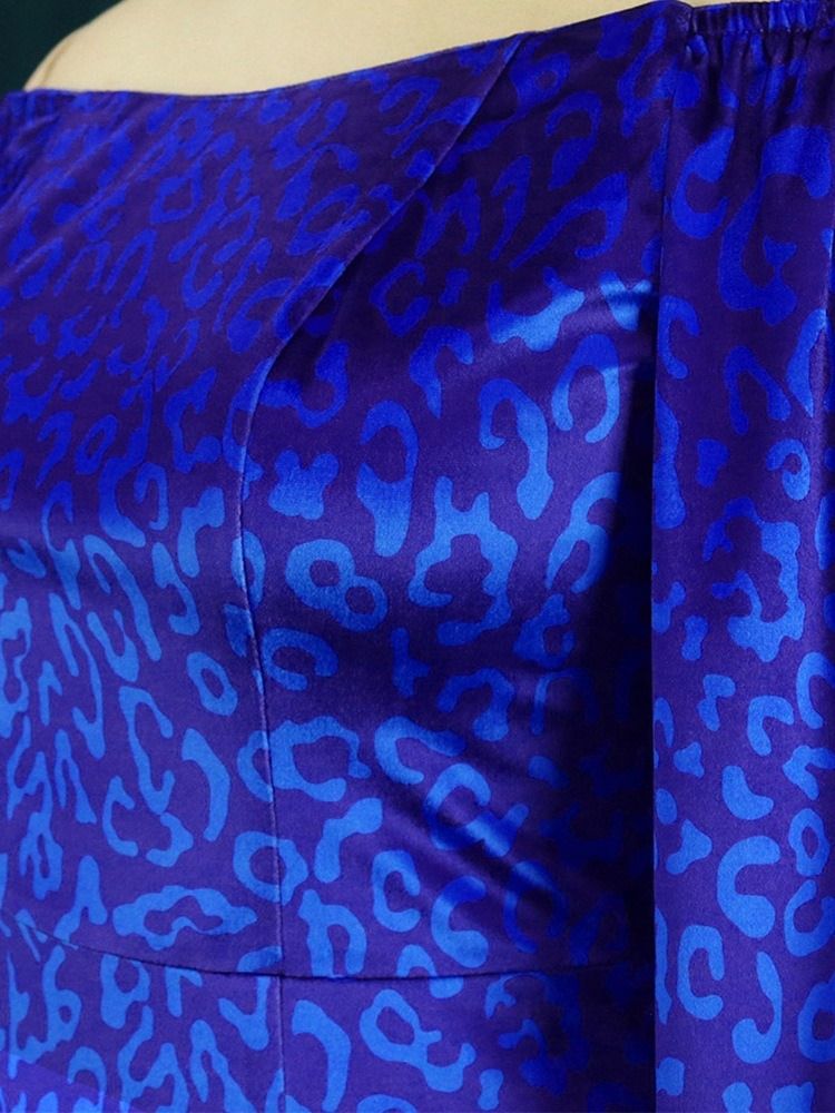 Off Shoulder Print Långärmad Blixtlås Pencil Klänning