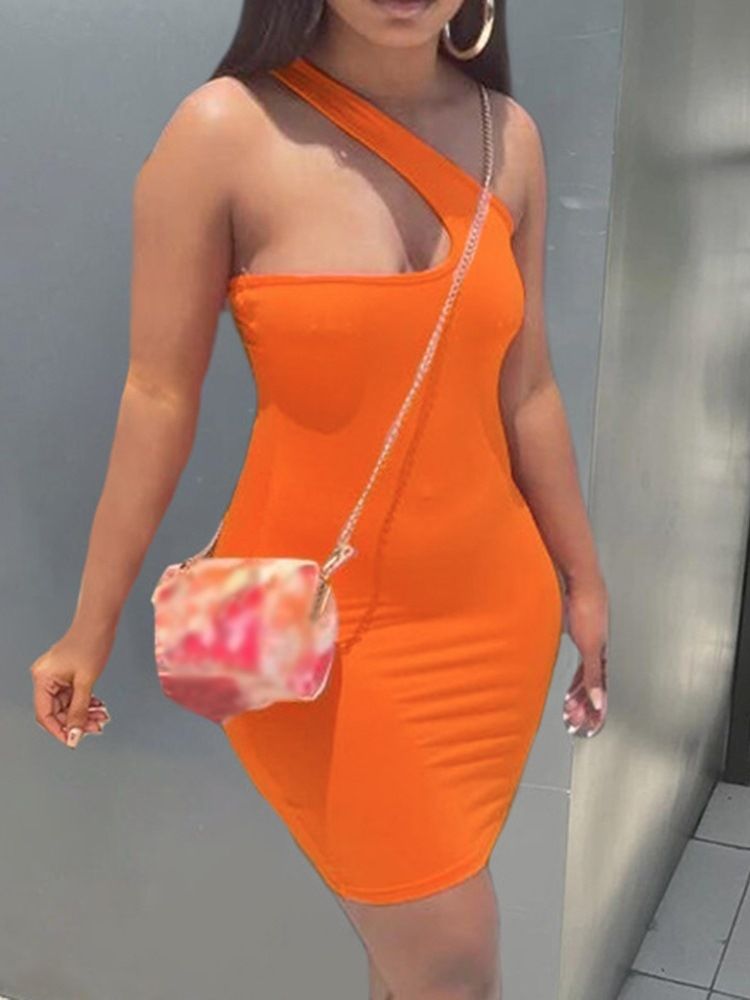 Ovan Knä Ärmlös Sexig Street Beat Bodycon Klänning