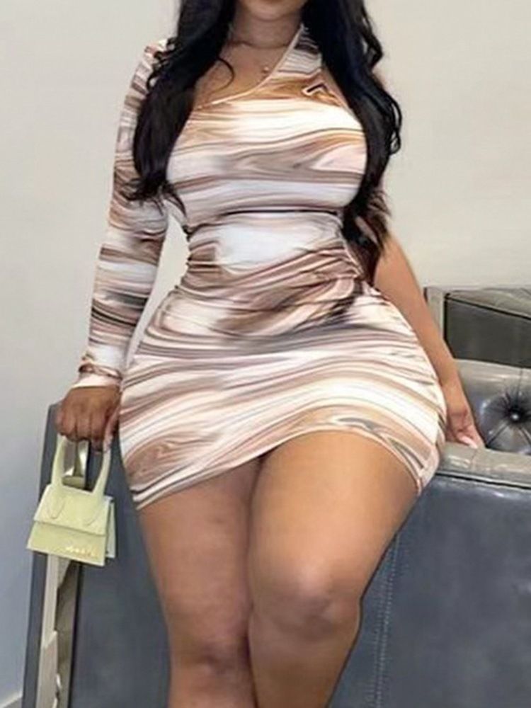 Ovanknä Långärmad Bodycon Klänning