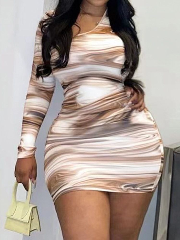 Ovanknä Långärmad Bodycon Klänning