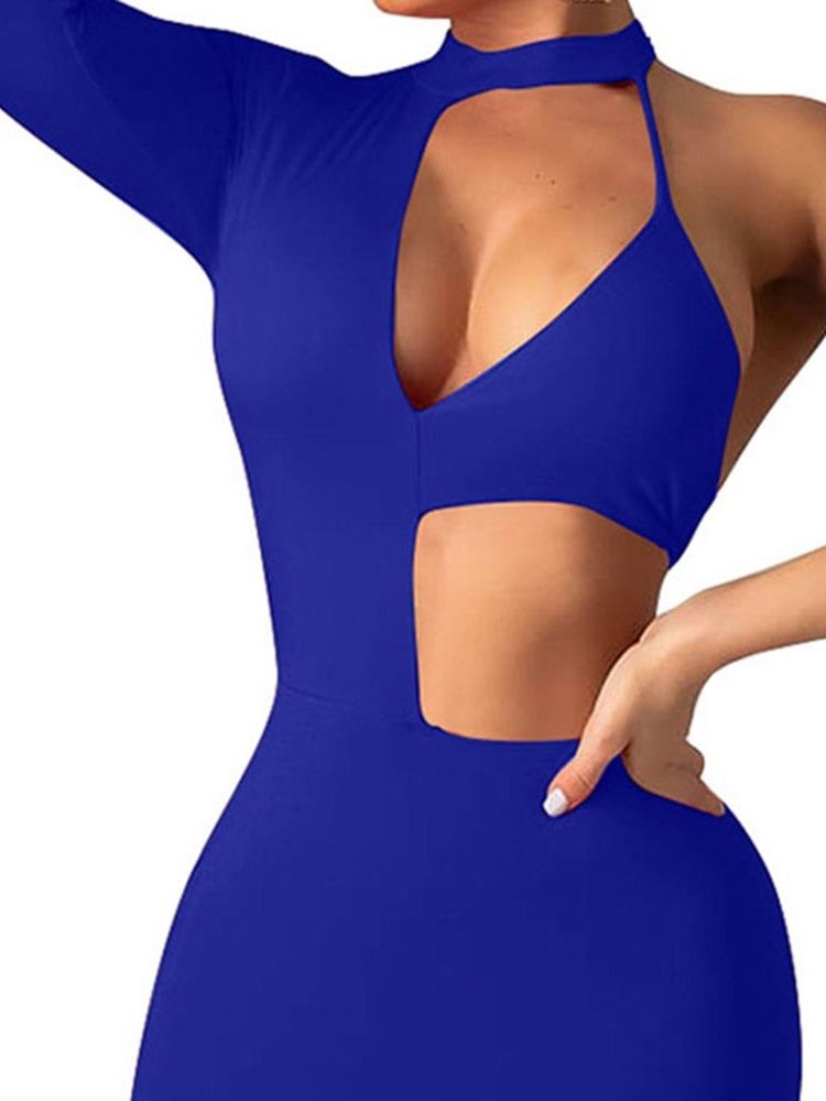 Ovanknä Stativ Krage Långärmad Bodycon One-Soulder Klänning
