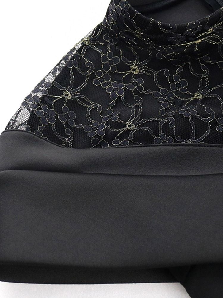 Patchwork Ankellång Stativkrage Bodycon Sommarklänning
