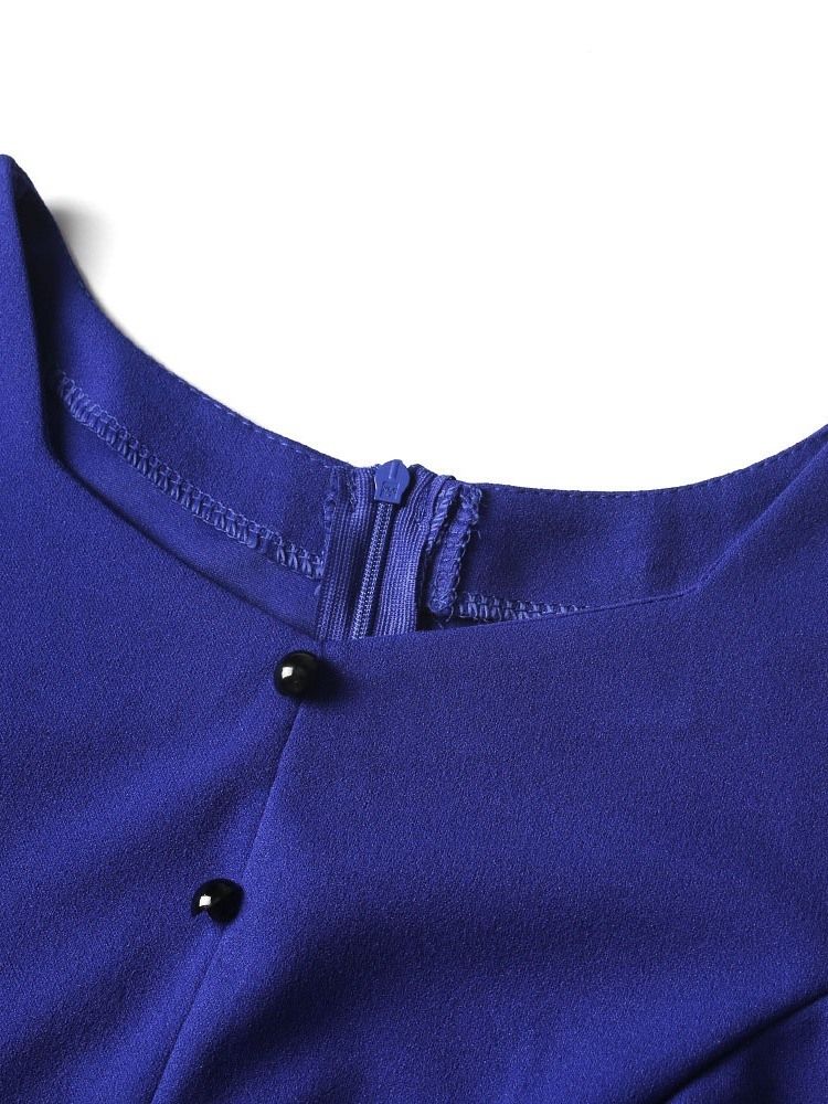 Patchwork Långärmad Tröja Med Fyrkantig Hals Polka Dots Bodycon Klänning