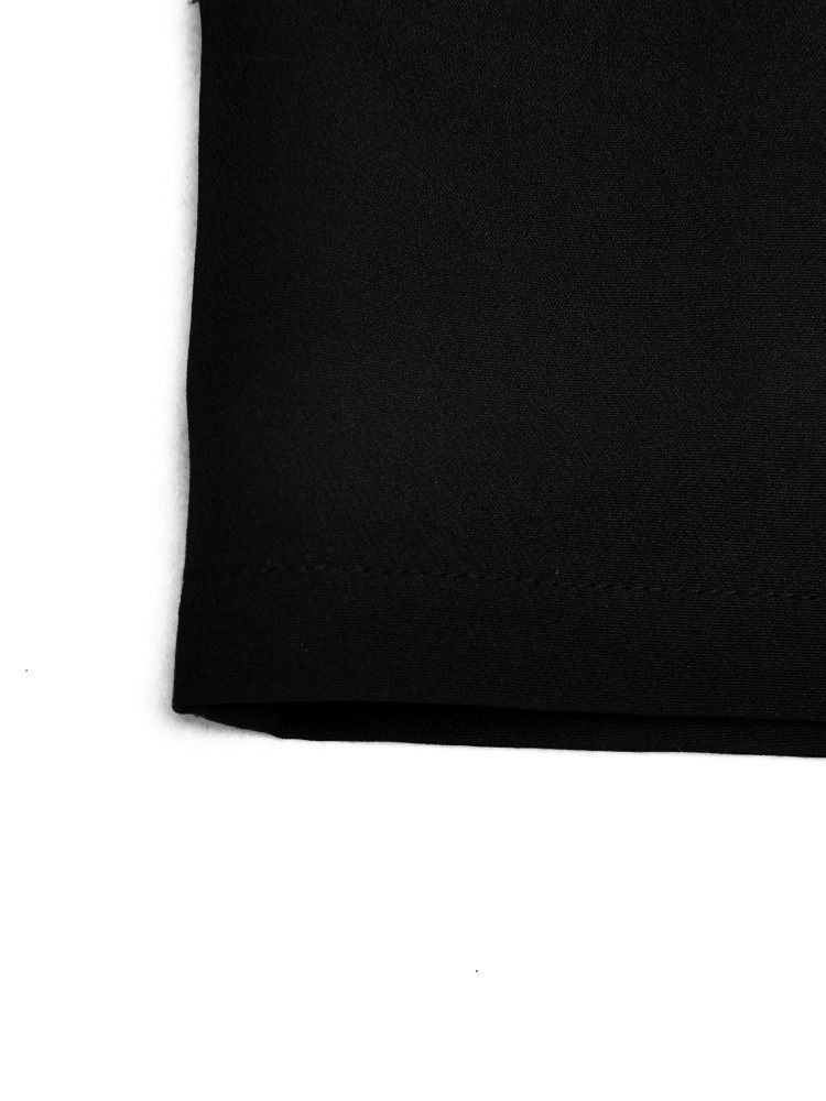Patchwork Trekvartsärm V-Ringad Bodycon Klänning Liten Svart Klänning