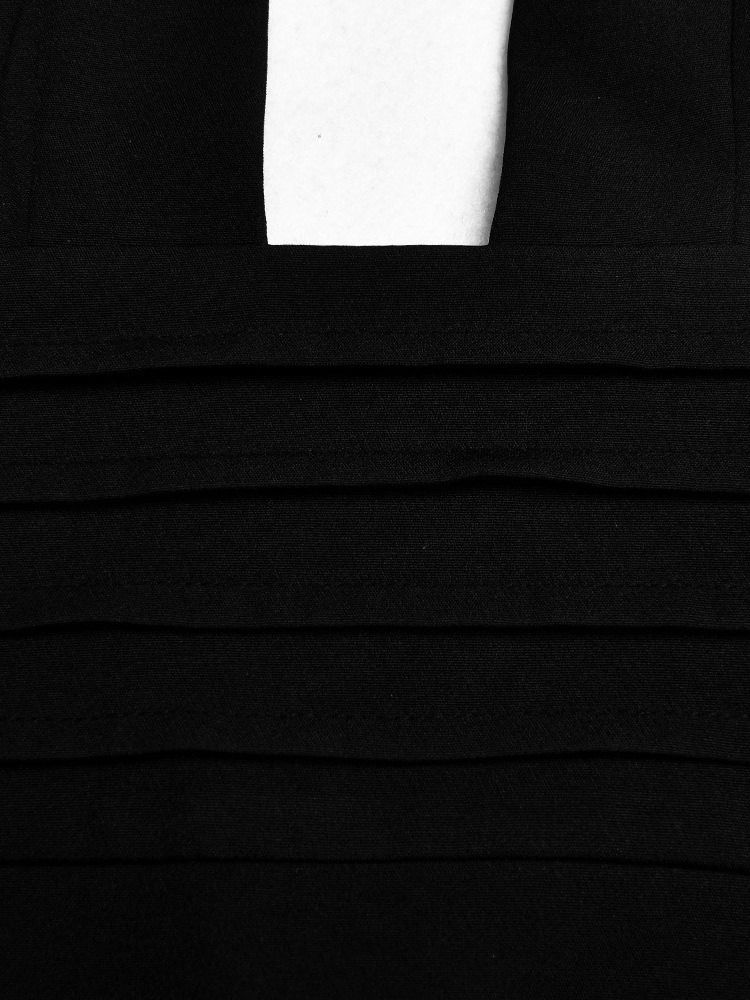 Patchwork Trekvartsärm V-Ringad Bodycon Klänning Liten Svart Klänning