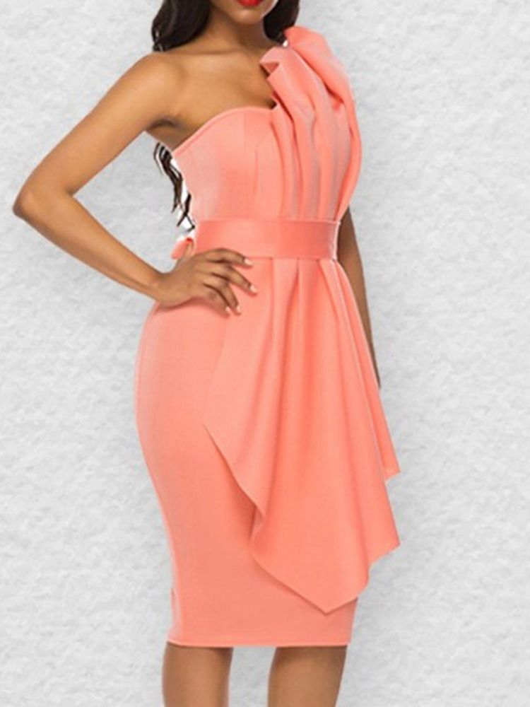 Plisserad Ärmlös Knälång Sweet Bodycon-Klänning