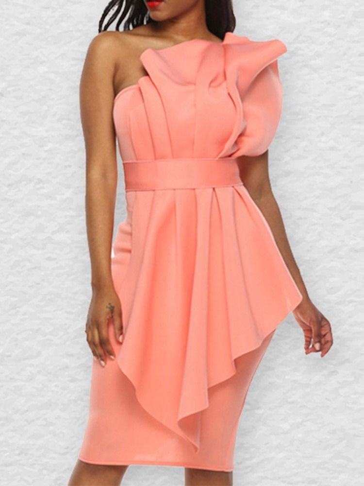 Plisserad Ärmlös Knälång Sweet Bodycon-Klänning