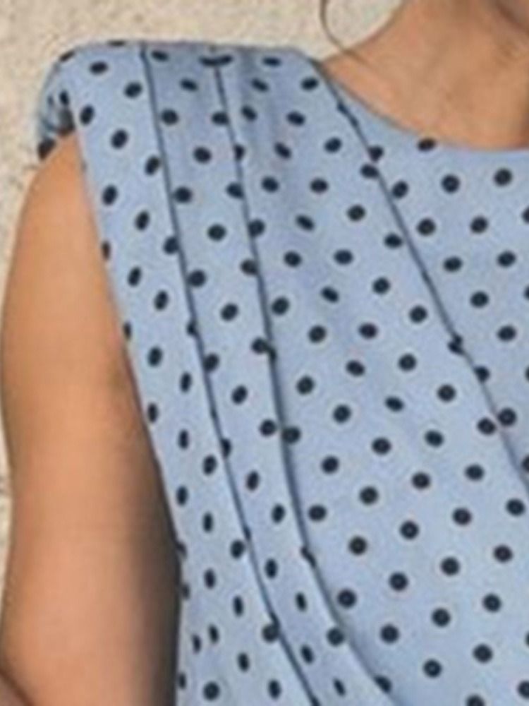 Plisserad Ärmlös Tröja Med Rund Hals Elegant Bodycon-Klänning