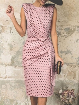 Plisserad Ärmlös Tröja Med Rund Hals Elegant Bodycon-Klänning