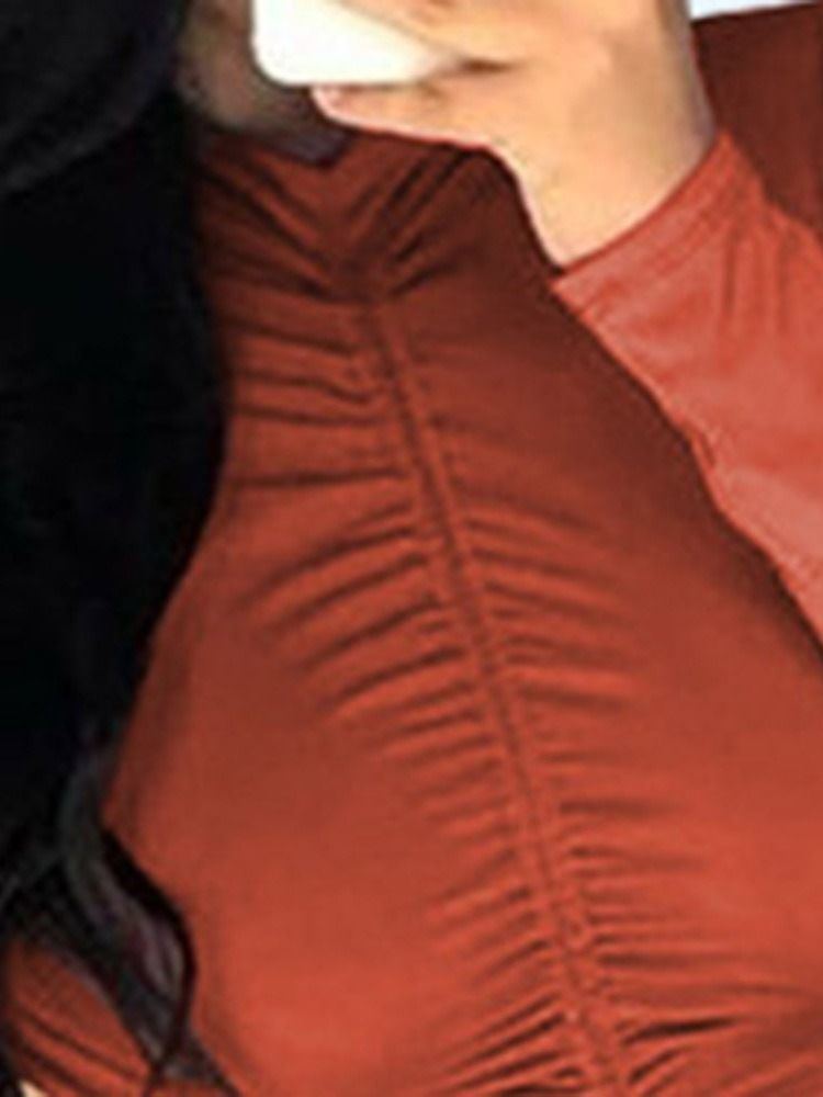 Plisserad Ovan Knä Långärmad Spring Pullover Klänning