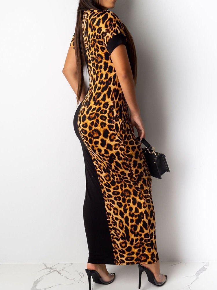 Rund Hals Ankellång Kortärmad Regular Pencil Bodycon Klänning