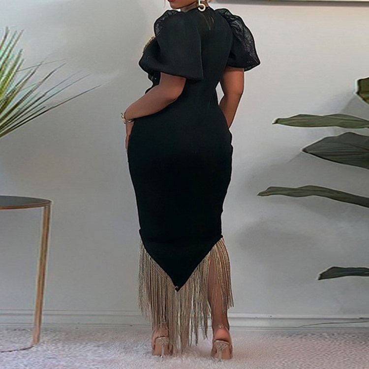 Rundhalsad Kortärmad Dragkedja Fashion Pullover Bodycon Klänning