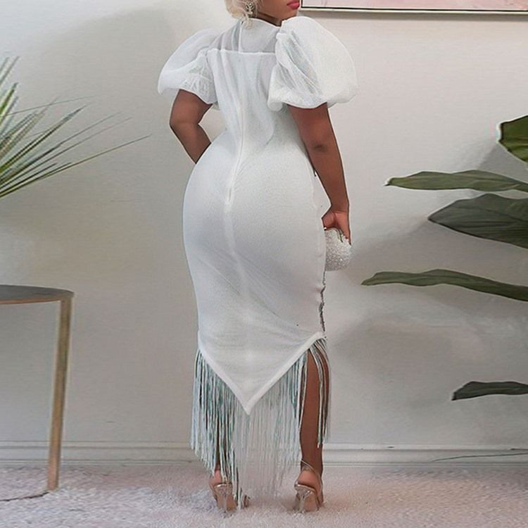 Rundhalsad Kortärmad Dragkedja Fashion Pullover Bodycon Klänning
