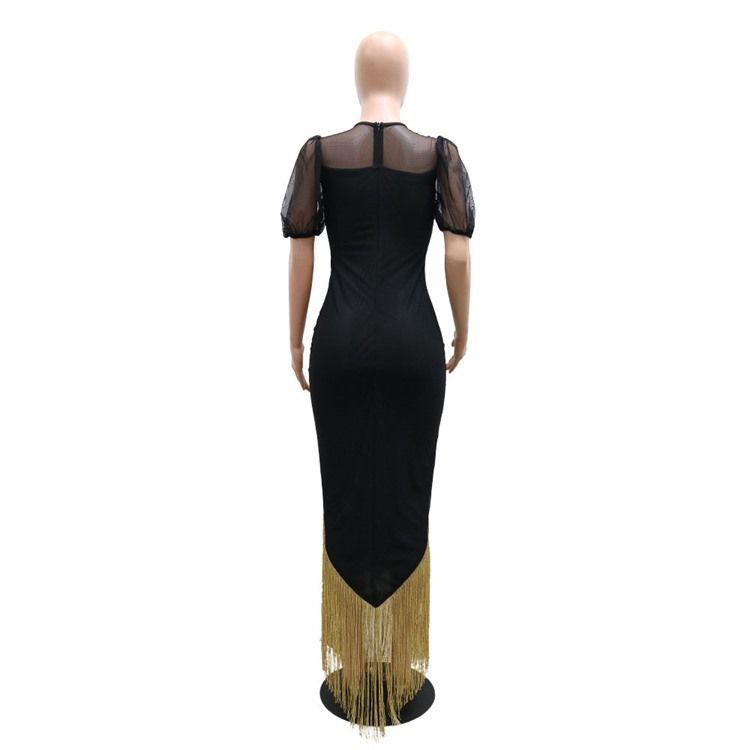 Rundhalsad Kortärmad Dragkedja Fashion Pullover Bodycon Klänning