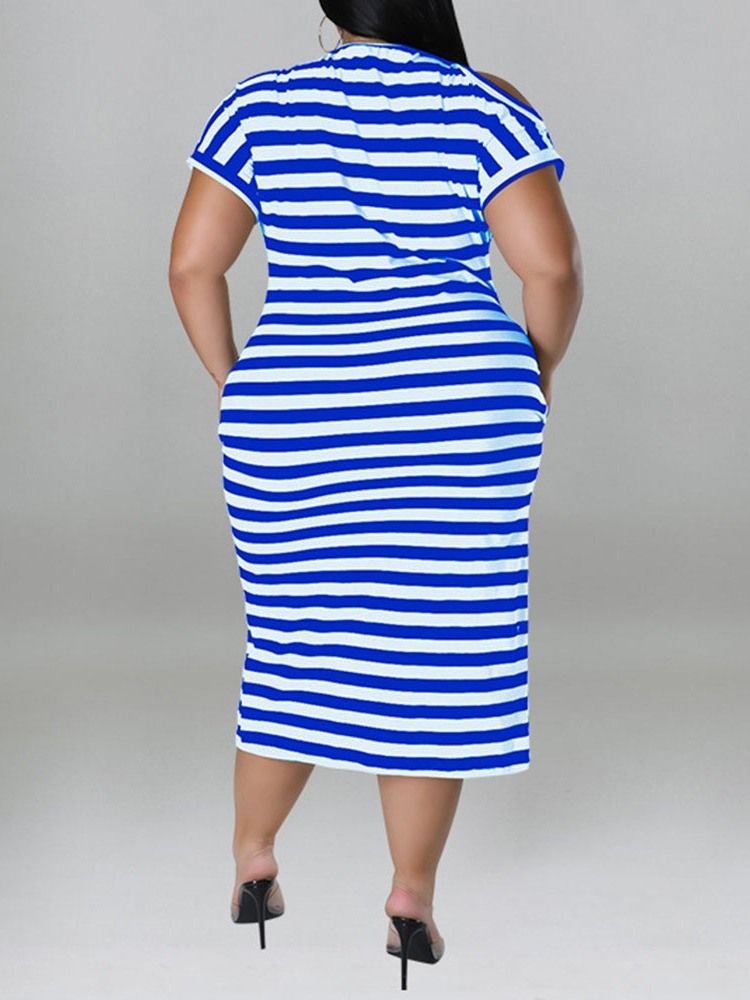 Rundhalsad Mid-Kalvtröja Med Hög Midja Delad Bodycon-Klänning