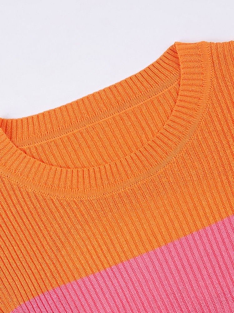 Rundhalsad Patchwork Långärmad Regular Color Block Bodycon Klänning