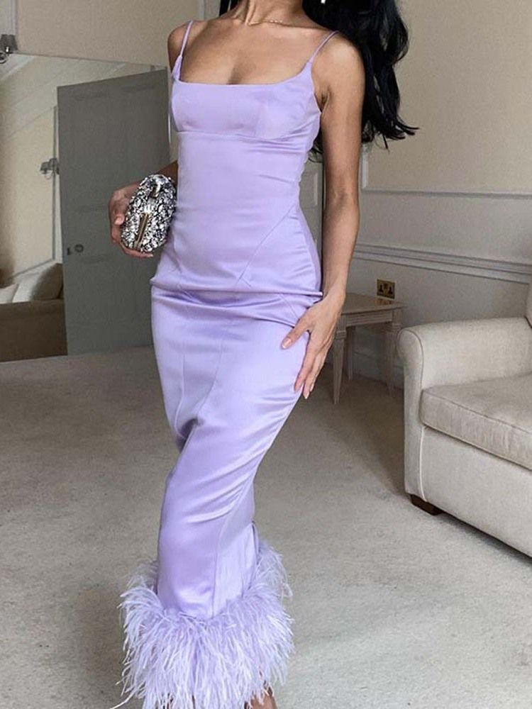 Rygglös Ärmlös Mid-Kalv Sommar Hög Midja Bodycon-Klänning