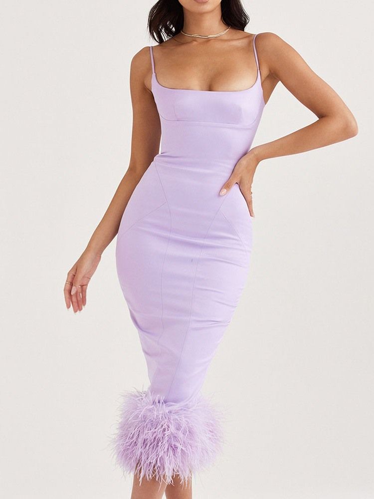 Rygglös Ärmlös Mid-Kalv Sommar Hög Midja Bodycon-Klänning