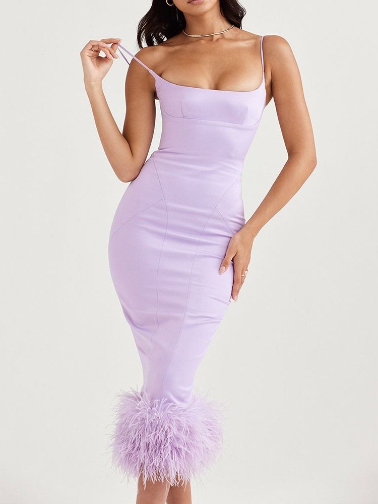 Rygglös Ärmlös Mid-Kalv Sommar Hög Midja Bodycon-Klänning
