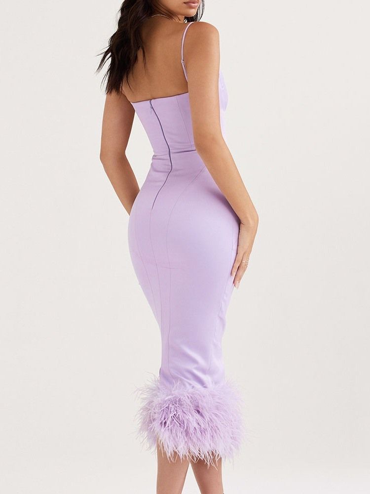 Rygglös Ärmlös Mid-Kalv Sommar Hög Midja Bodycon-Klänning