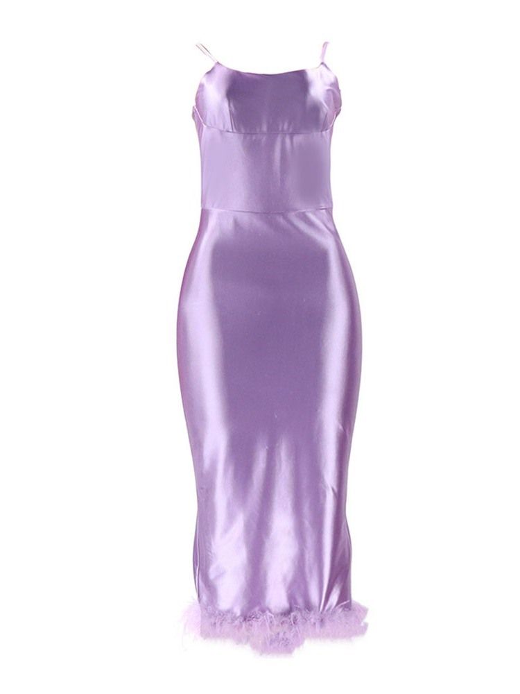 Rygglös Ärmlös Mid-Kalv Sommar Hög Midja Bodycon-Klänning