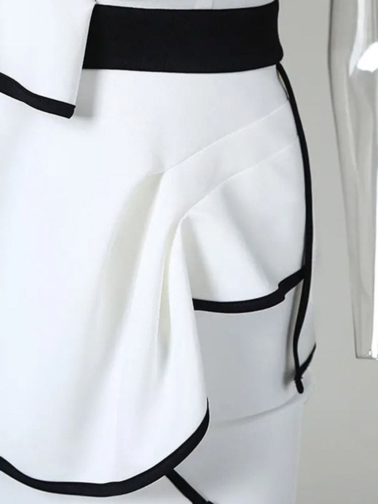 Rygglös Knälång V-Hals Volanger Ärm Bodycon Klänning