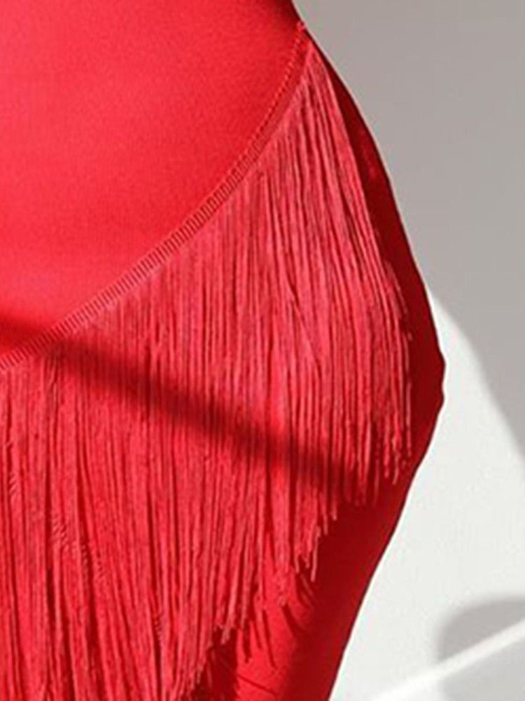 Scoop Tassel Mid-Calf Regular Plain Klänning